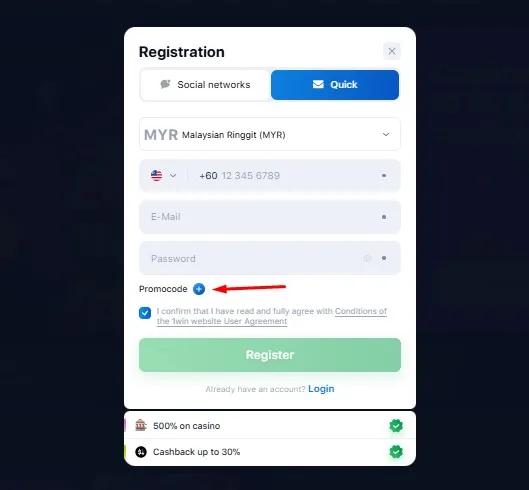 1win promo code